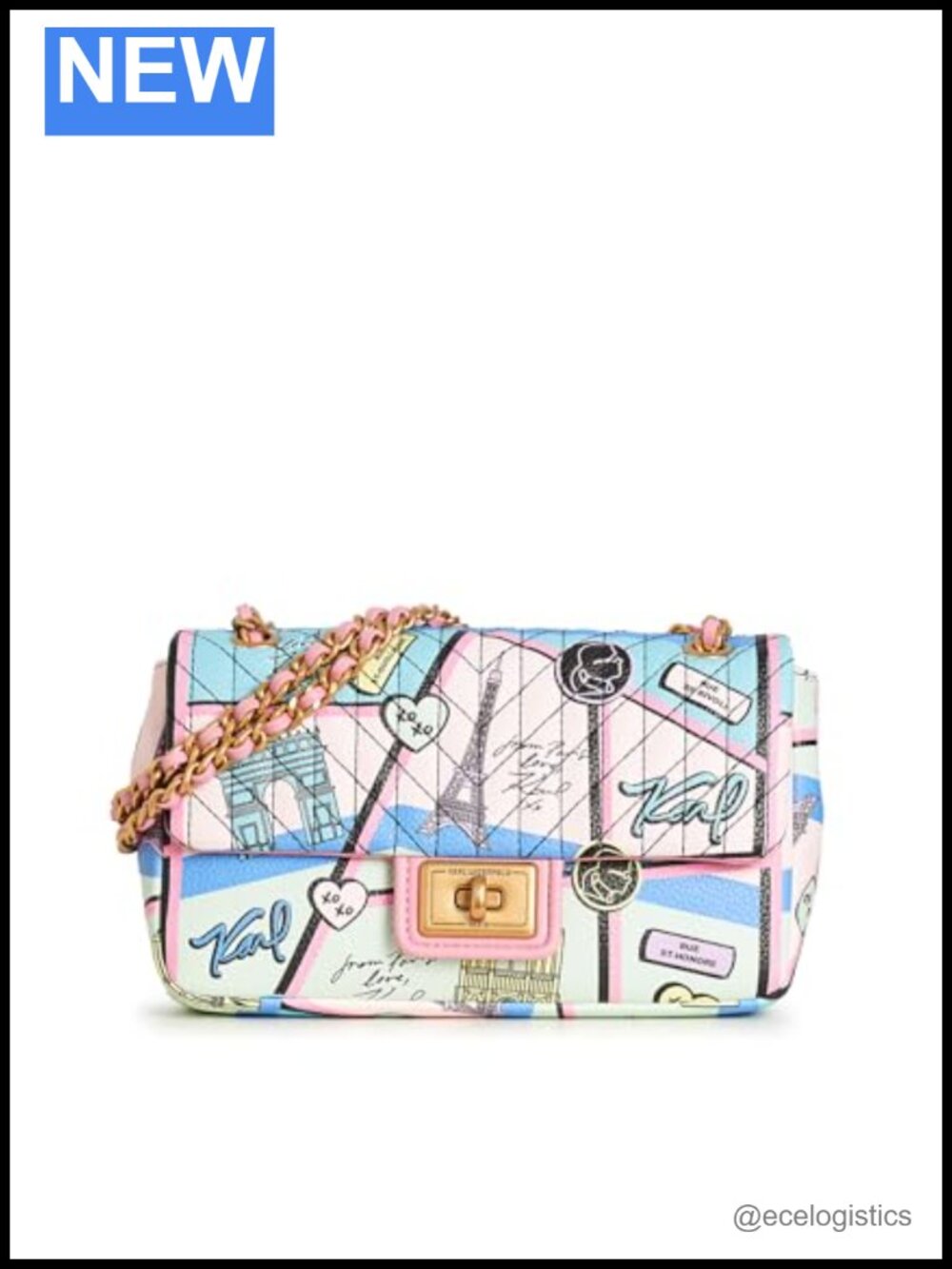 Leather Messenger Shoulder Bag with Chain Strap - Karl Paris Design